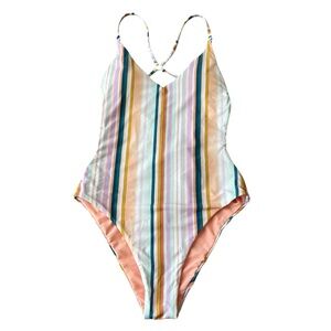 Wet Swimwear Multi Stripe One Piece Swimsuit Size XS Colorful Beach Vacation